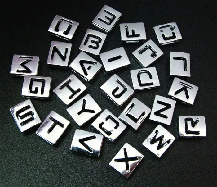 

On Sale 10pcs A-Z 8mm Hollow Plain Slide Letters Fit DIY Wristband & Bracelet & Pet Collar Women Jewelry