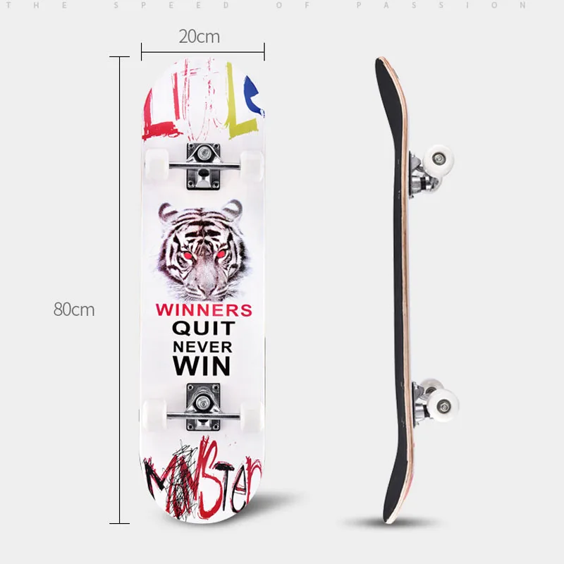 

80*20CM Four Wheel Skateboard Adult Skate Board Professional Road Children Walking Maple Double Rocker 4 Wheel Scooter