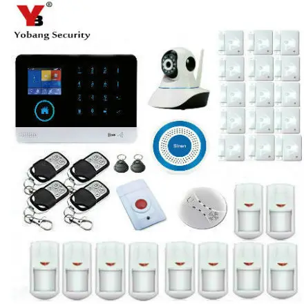 Yobang безопасность wifi сенсорная клавиатура беспроводная сирена приложение дистанционное управление домашняя Безопасность GSM сигнализация с детектором дыма ip-камера - Цвет: YB10372