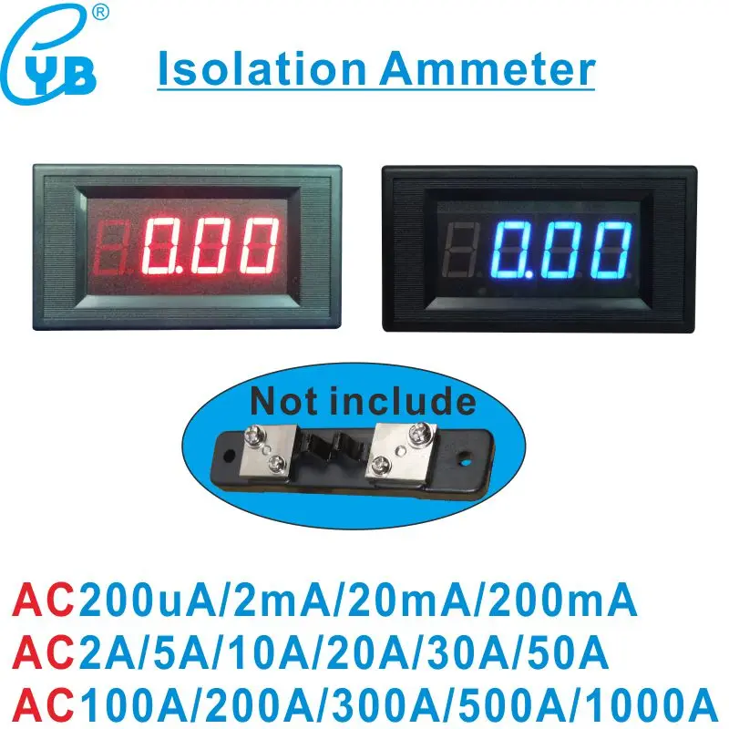 

YB5135AI Isolation Meter AC LED Digital Current Meter Ampere Meter 3.5 200mA 10A 50A 100A Micro Ammeter Milli Amp Meter ICL7107