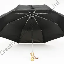 Череп ручка, творческий зонтик, 2 раза черное покрытие, солнцезащитный крем, UPF> 50+, зонтик, три раза автоматически открывать и закрывать автоматически, ветрозащитный