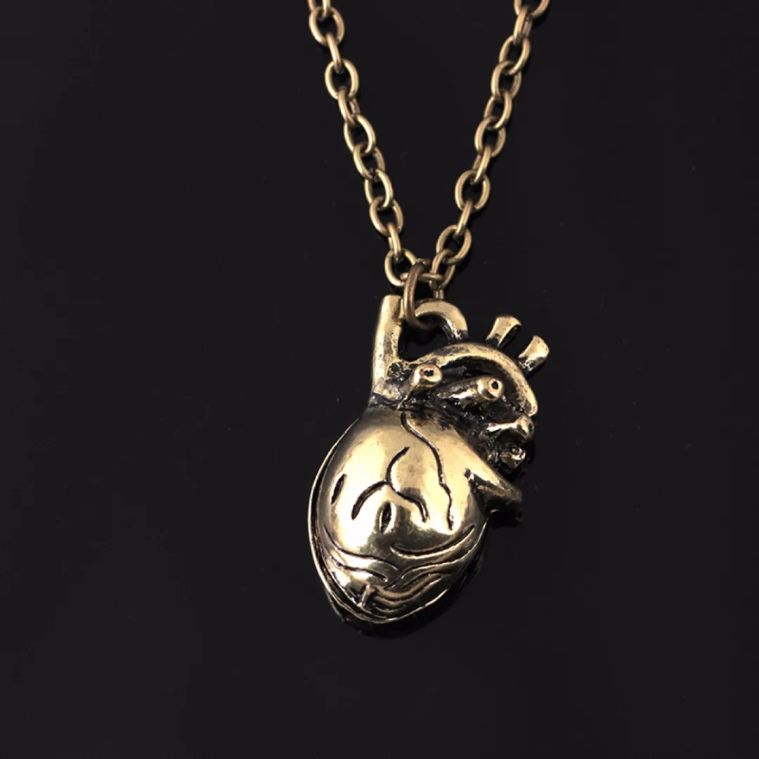 Punk Anatomical Anatomy 3D Simulation Heart Pendant Charms Necklace For