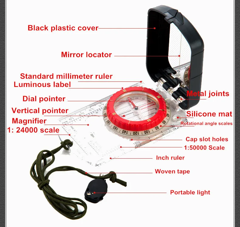 Профессиональный Многофункциональный световой компас для кемпинга туристический компас