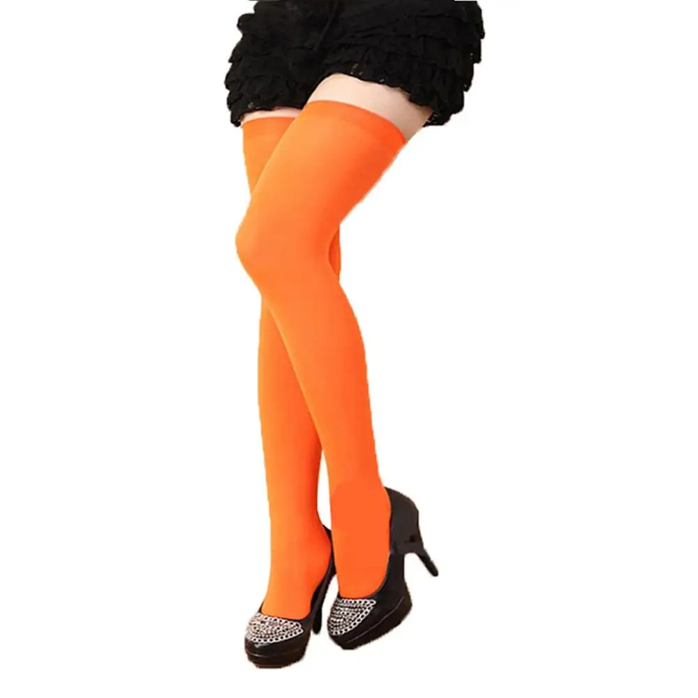 Женские Сексуальные облегающие высокие чулки, теплые забавные компрессионные чулки, белые ботфорты, бархатные гольфы - Цвет: Оранжевый