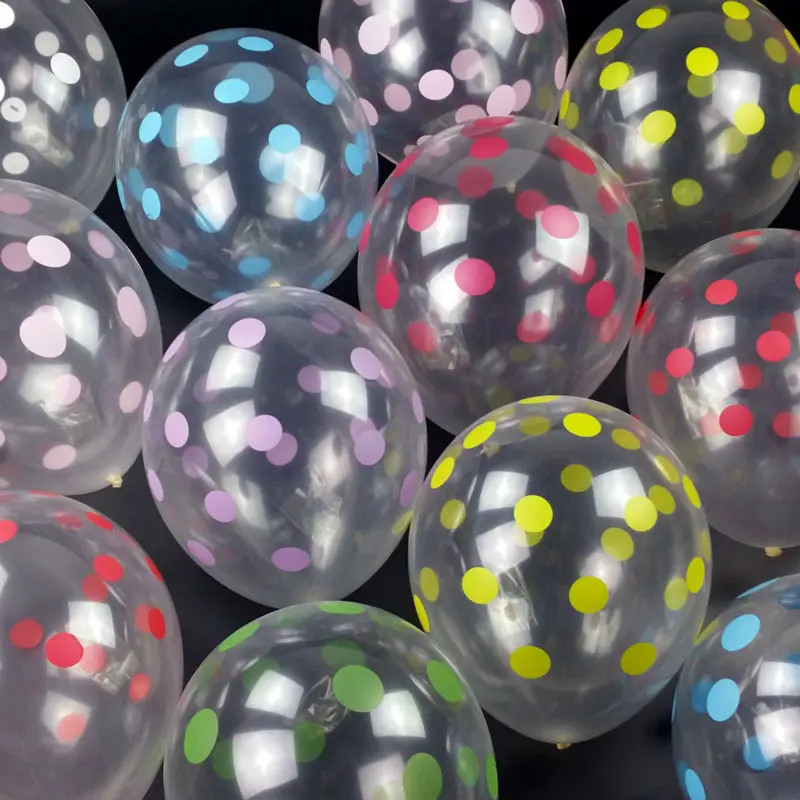 

12 Inch Transparent balloon 50pcs/lot Latex balloon Mixed color Polka Dots Balloon Party Decoration Free Shipping
