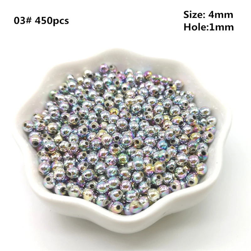 

450pcs 4mm Colorful Acrylic Beads Round Beads For Jewelry Making DIY Bracelet Necklace Accessories #PJ03