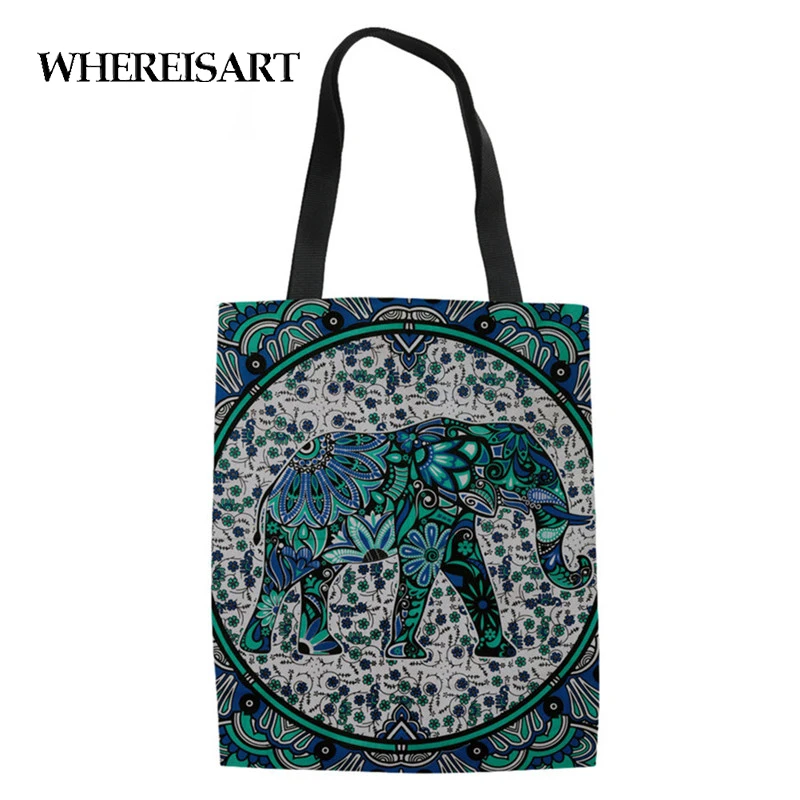 

WHEREISART Women's Shoulder Bag Handbag Ethnic Exotic Mandala African Style Tote Bag Cloth Bag Shopping Bag Sac A Main