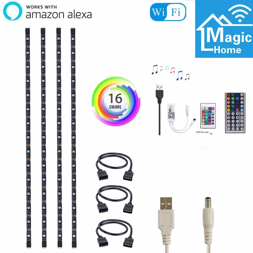 

USB RGB LED Strip 5050 SMD Waterproof Wifi Music Ambilight Flexible LED Backlight TV Kit Flat Screen LCD Desktop Computer LED TV