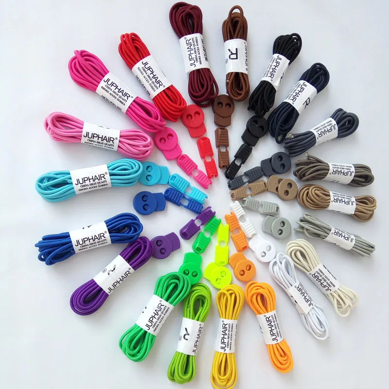 New 1 Pair Fast Wear Lazy Adult Child Shoes Laces Locking Elastic Shoestrings Running Jogging Triathlon Running Fitness Shoelace