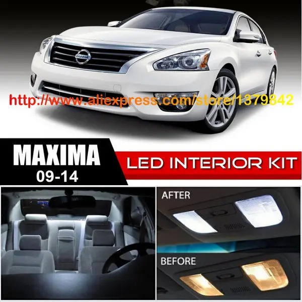 

Free Shipping 14Pcs/Lot 12v Xenon White/Blue Package Kit LED Interior Lights For 09-14 Nissan Maxima