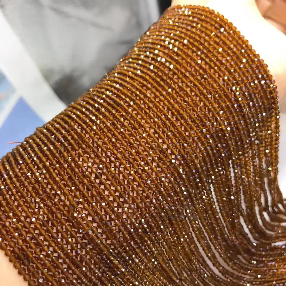 

loose beads brown spinel round faceted 2mm nature 14inch for making jewelry necklace blue rainbow FPPJ wholesale