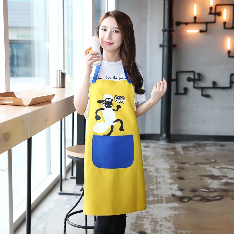 2018 BBQ Cute Canvas Lamb aprons Multi-color Mosaic senior Kitchen apron for Women Man Cooking coffee family Waitress Cleaning
