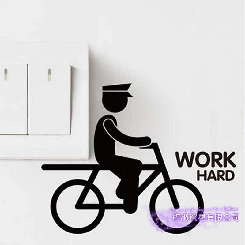 Dctal Little Man Work Hard Pull Bicycle Switch Panel Bike Sticker Decal Posters Vinyl Wall Decals Parede Decor Mural