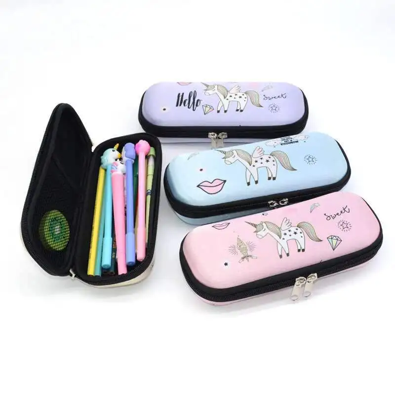 

Simple new pencil bag primary school cartoon EVA hard shell pony stationery box kawaii cute school supplies