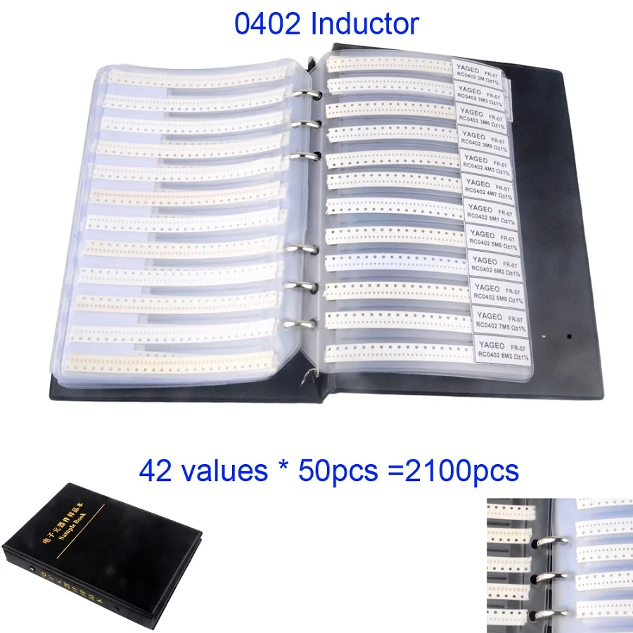 0603 0805 0402 SMD резистор конденсатор катушка индуктивности образец книга Ассортимент Комплект - Комплект: 0402 Inductor