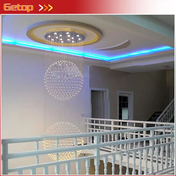 Best Price Modern LED Spherical K9 Crystal Lamp Duplex Stairs Luxury Villa Round Ball Pendant Lights Project | Освещение