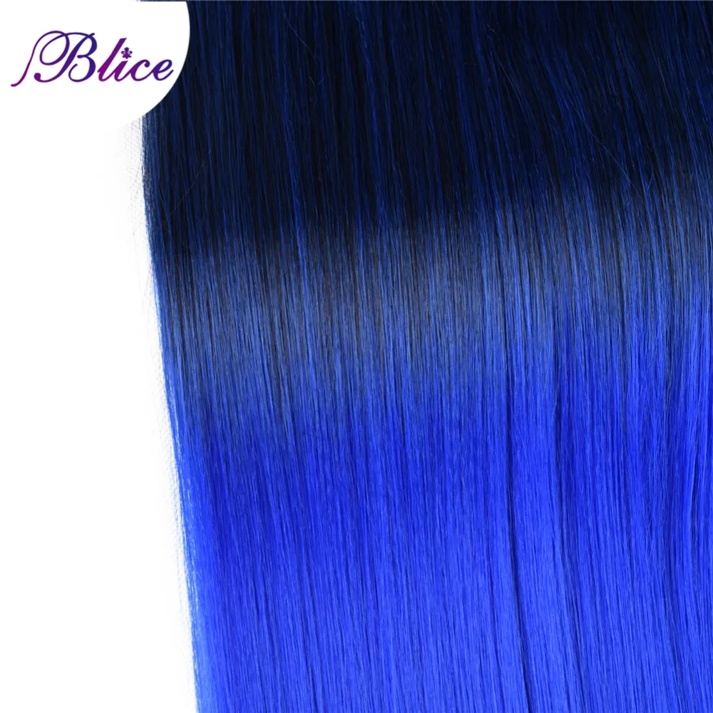 Blice синтетические волосы для плетения 18 дюймов Mix # 1B/Blue Yaki прямые двойные длинные