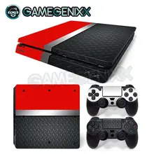 Наклейка на кожу GAMEGENIXX Виниловая наклейка для PS4 Slim Console и 2 контроллера-красный металл