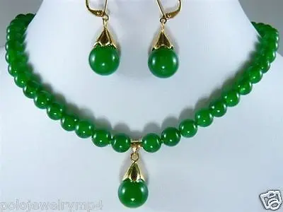 

New Jewelry 10mm nature Green Dangle Earring necklace Set watch wholesale Quartz stone CZ crystal (A0424)