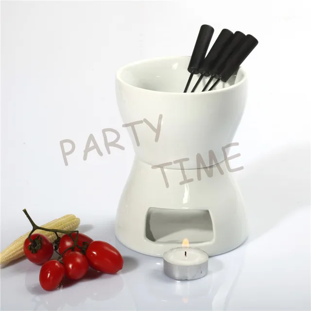 Ceramic fondue set diy raclette cheese hot pot chocolate warmerin