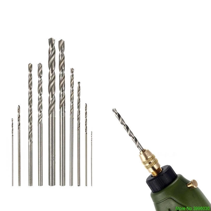 

10Pcs HSS High Speed White Steel Twist Drill Bit Set For Dremel Rotary Tool New