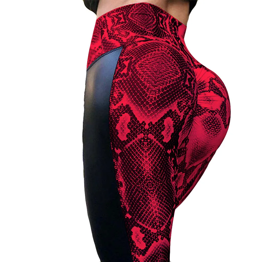

CHAMSGEND Women's Fitness snake stitch stitching hip yoga pants sports fitness pants sexy hip pants slim fashion yoga pants