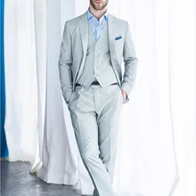 Последние Дизайн для синий жених Смокинги для женихов 3 предмета итальянском стилях мужские свадебные Пром ужин Костюмы красивый Best человек костюм