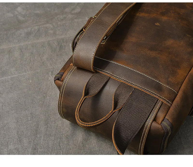 small leather backpack
