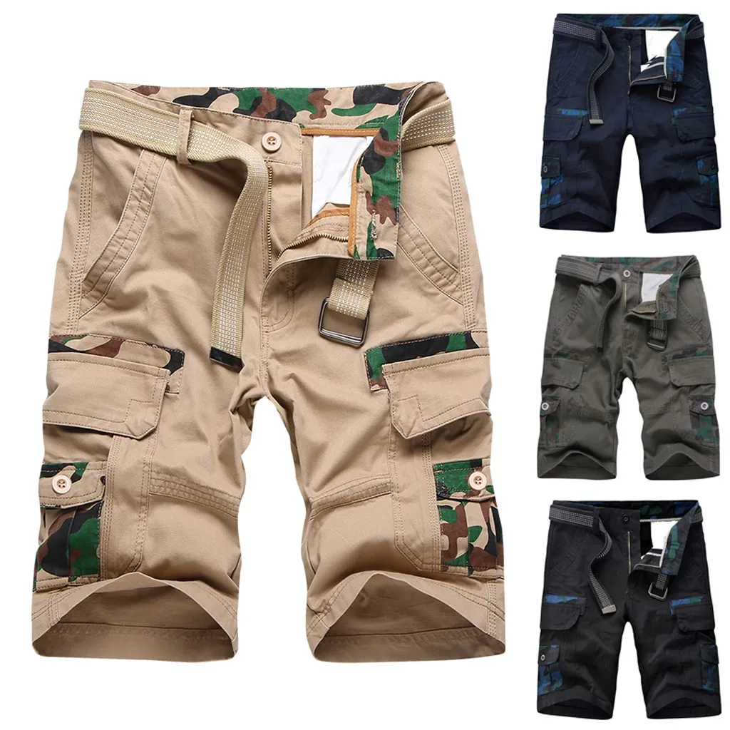 Мужские модные повседневные короткие штаны из хлопка с карманами, одноцветные брюки для работы на открытом воздухе, короткие брюки карго, летние мужские штаны, roupa masculina