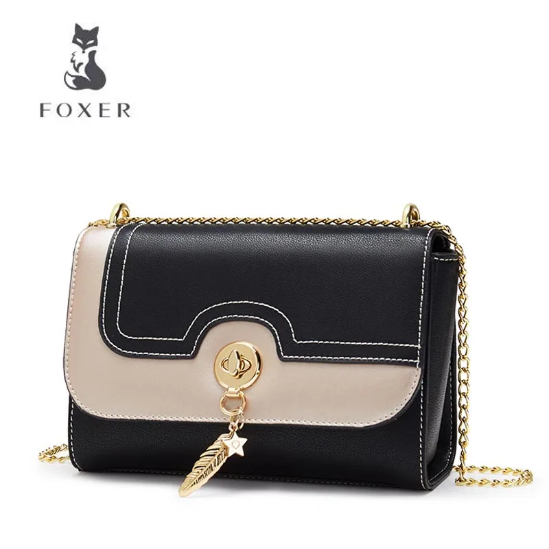 

FOXER Women bag Mini party bag New 2018 Fashion Shoulder Messenger Bag Chain bag