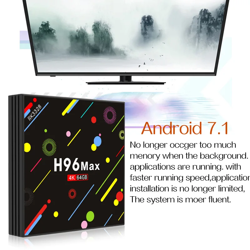 H96 MAX Android 7 1 caja de TV inteligente 4 Гб ОЗУ 32 ГБ/64 ПЗУ Rockchip RK3328 H.265 K opcional 2 4G/5 ГГц