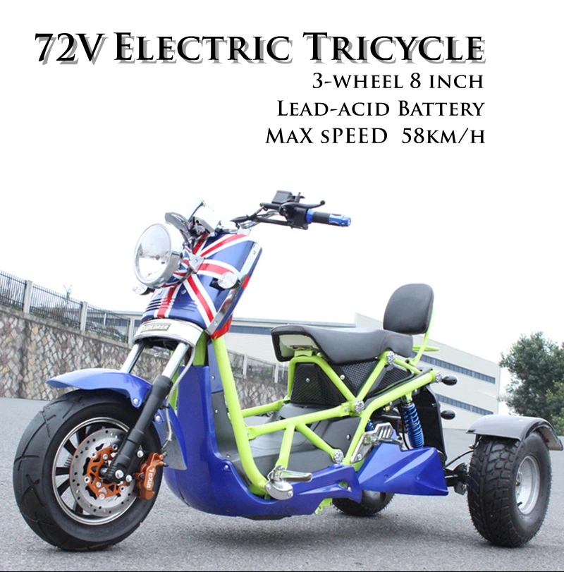 Мотоциклы Электрический скутер 3 трицикл трехколесный грузовой погрузчик Citycoco популярные красивые 72V 1000W высокой мощности для взрослых Велоспорт людей с ограниченными возможностями