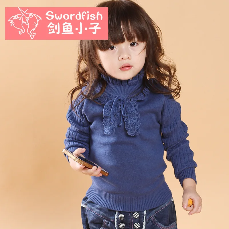 2017 new Autumn Spring brand baby girl sweater cotton pullovers lace