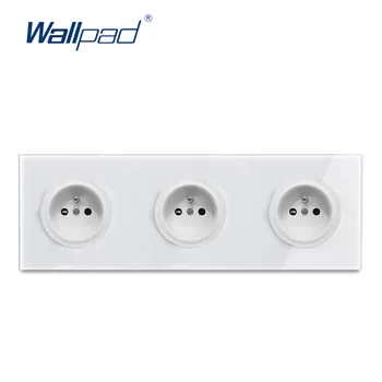 

Wallpad Crystal Tempered Pure Glass Panel 16A Double EU French Wall Power Socket Outlet Grounded With Child Protective Lock