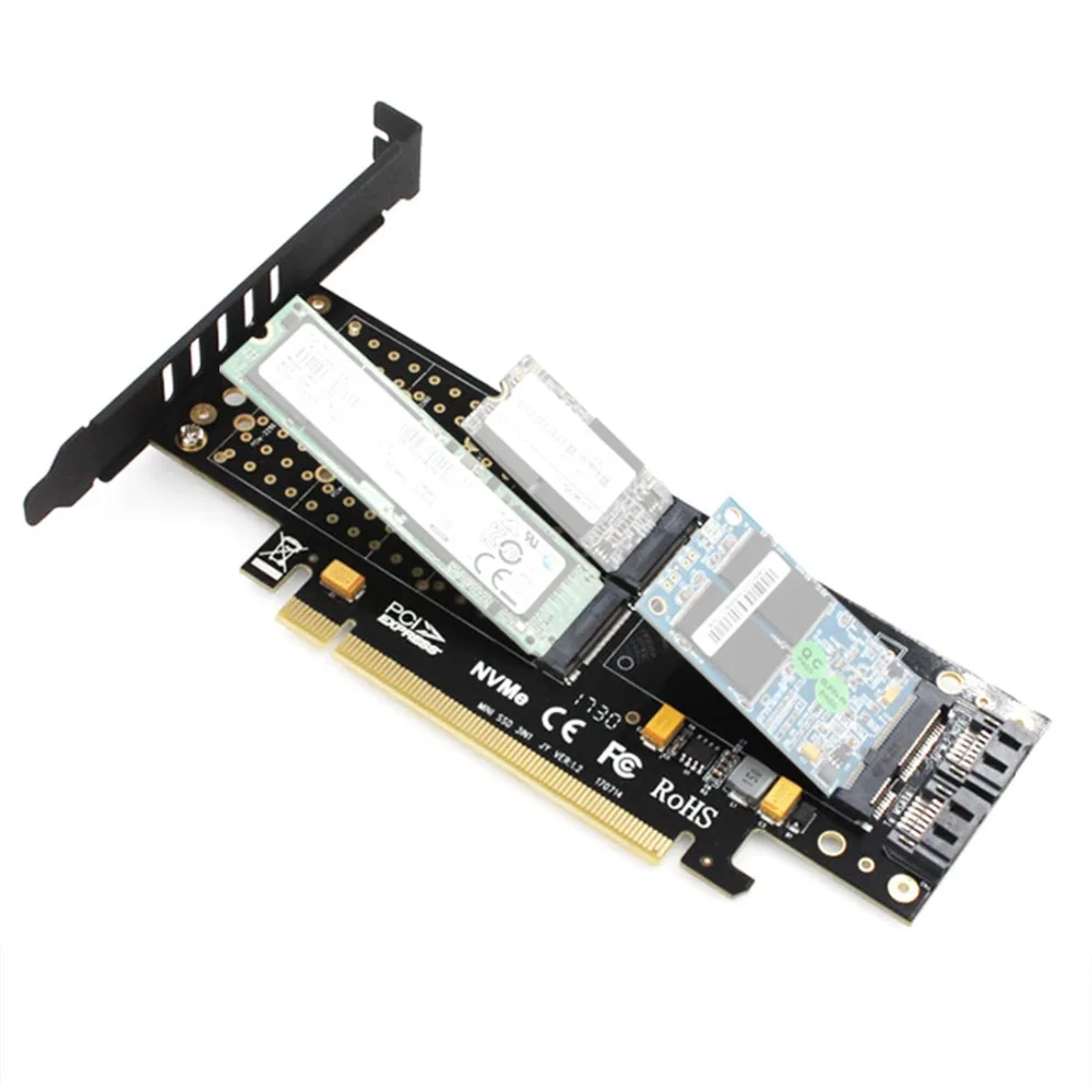 JEYI KNIGHT PCIE3.0 NVME адаптер x16 PCI-E полная скорость M.2 2280 алюминиевый лист теплопроводность силиконовая пластина-вентилятор охлаждения SSD