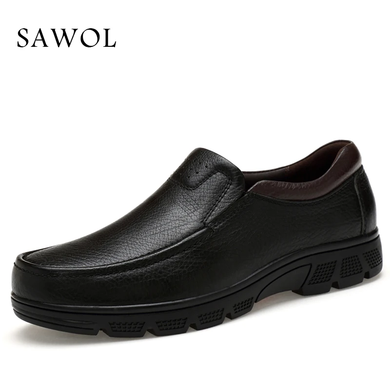

Genuine Leather Men Shoes Brand Winter Boots Winter Shoes Men Casual Shoes Flats Warm Plush Spring Autumn Plus Big Size Sawol
