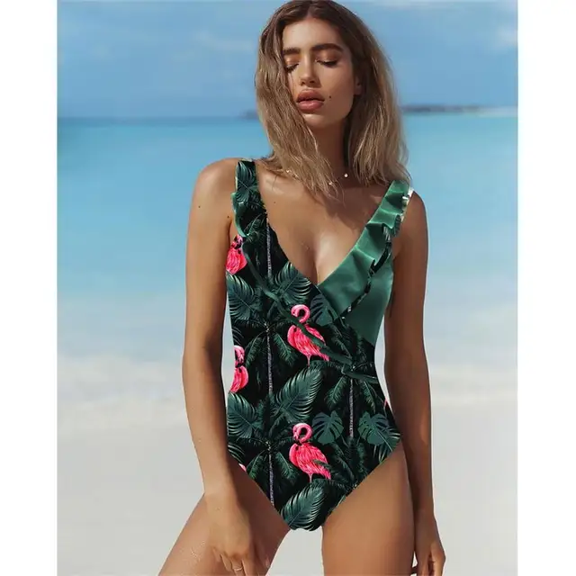 {Excellent|Wonderfull|Very Good|Very Recommended} Ruffle Women One Piece Swimsuit Print Female Retro Swimwear Monokini Cover Belly Bodysuit Maillot De Bain Beach Wear Bath Suit Special Offers