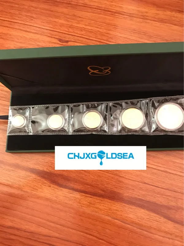 

5pcs 2017 Chinese Lunar New Year panda plate gold suit 5 Gold Panda coin with box and certificate gift craft copy