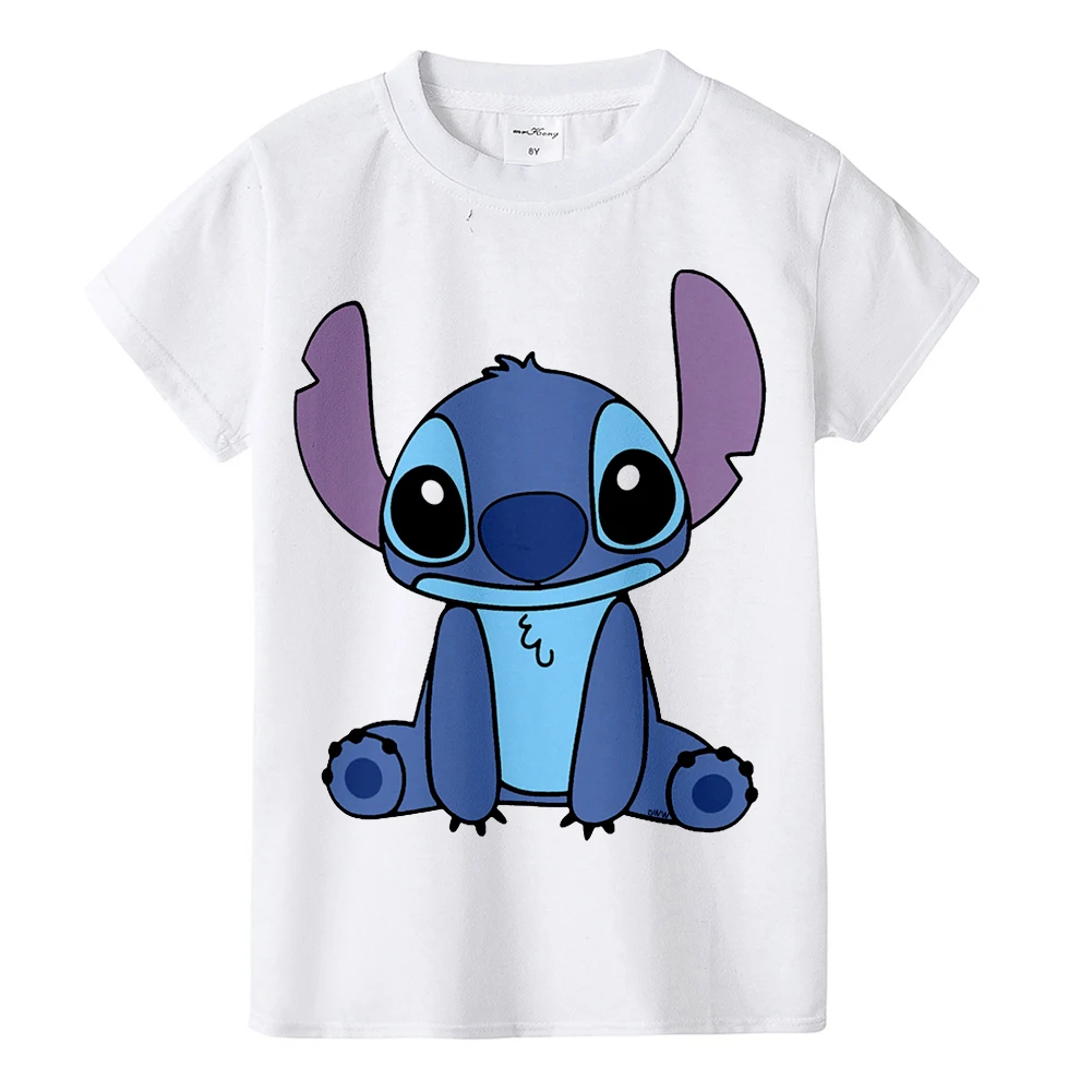 ZSIIBO Lilo& Stitch/детская футболка Универсальная футболка с принтом аниме для мальчиков и девочек Повседневный детский хлопковый топ