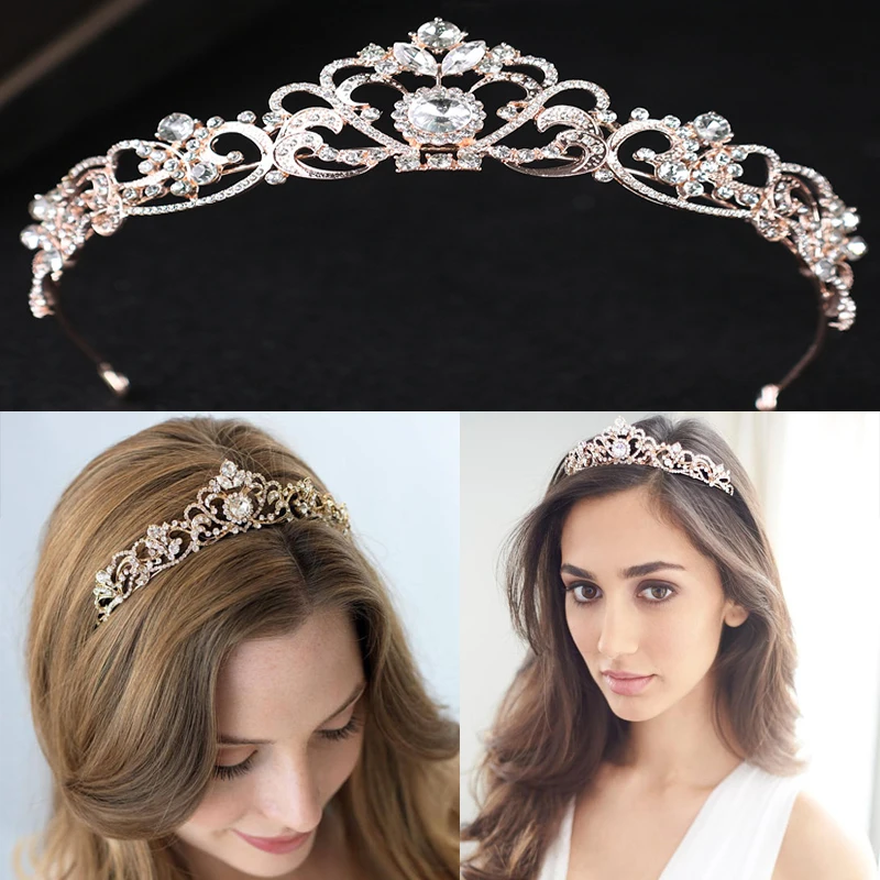 Fashion 3 Colors Heart Wedding Tiara Crowns Crystal Rhinestone Queen Princess Bridal Headbands