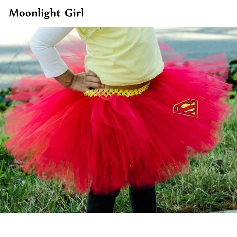 

1-12 Years Baby Girls Superhero Costume Red Skirt Tutu Skirts Supergirl Hero Halloween Party Costume For Kids Dancewear PQ072