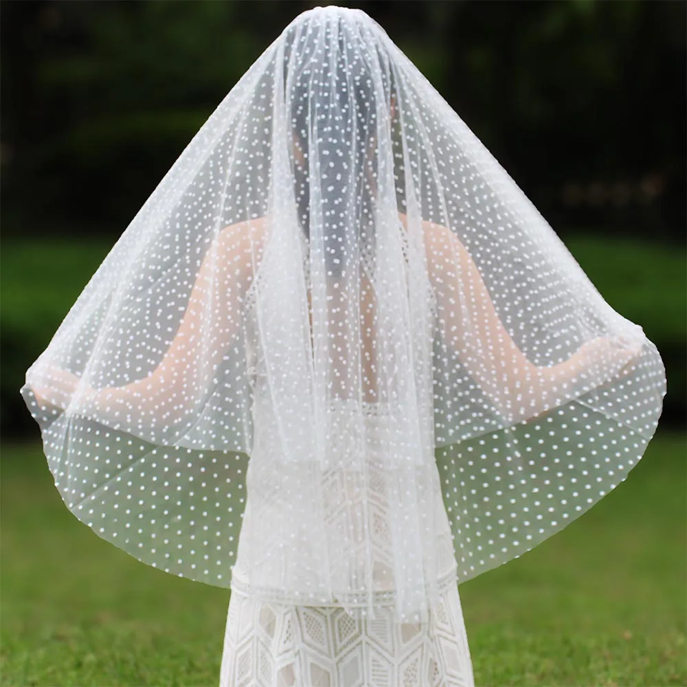Новое поступление, двухслойная короткая свадебная вуаль в горошек с расческой, элегантная, 2 т, покрывающая лицо, белая, слоновая кость, свадебная вуаль, Veu de Noiva