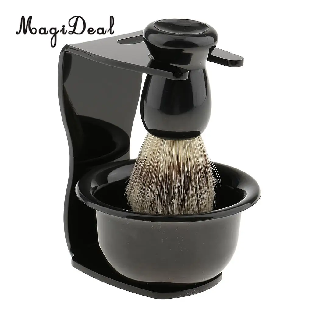 Men's Shave Set Shaving Brush+Steel Stand Holder+ Bowl Travel Kit Facial care tools High Quanlity