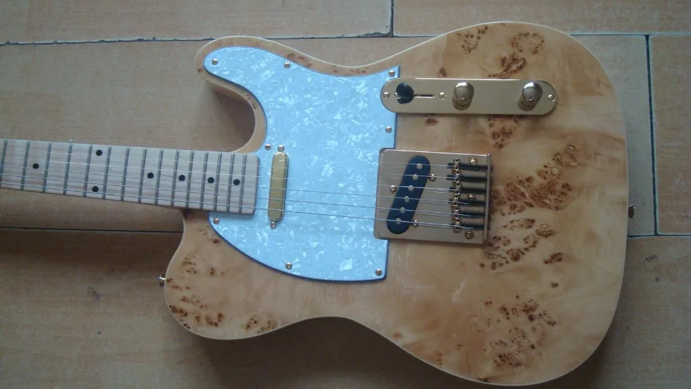 

electric guitar spalted finish white pickguard maple neck instock ready to ship free shipping gold hardwares rock you.