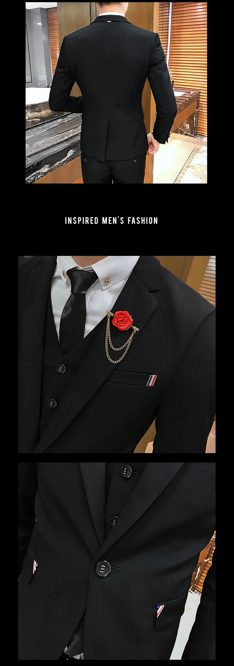 Для мужчин корейский Тонкий костюм комплект Для мужчин молодых красивый костюм из трех предметов