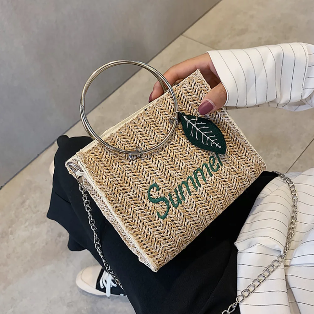 2019 Women's wild straw bag fashion chain leisure walking small square bag city sports walking pack sexy fanny pack 40J4 (5)