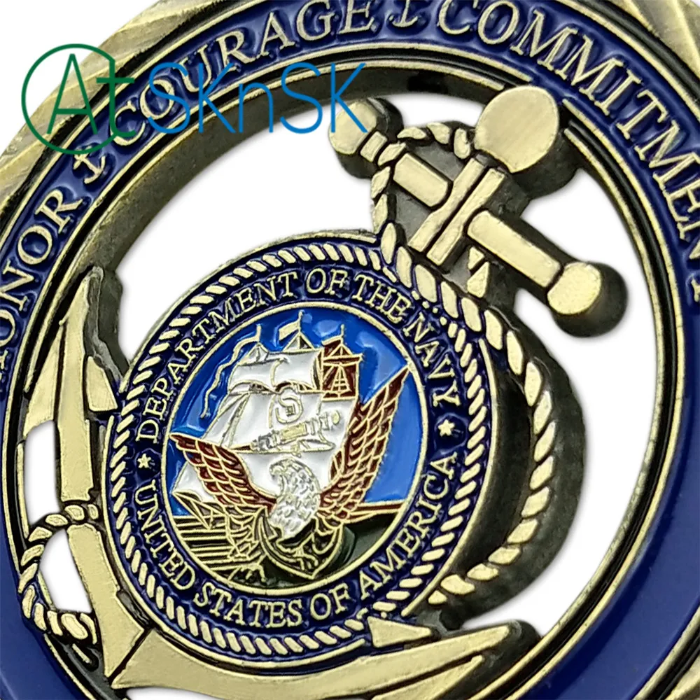 1 3 5 10pcs zinc alloy with antique bronze palted united states navy navy core values