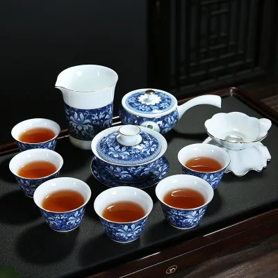 Пять видов стильных керамических чайных комплектов выставочный подарочный набор высокие синие и белые фарфоровые чайники - Цвет: Светло-зеленый