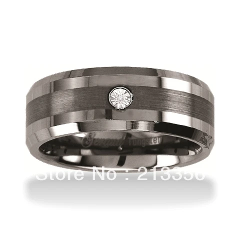 

FREE SHIPPING USA WHOLESALES CHEAP PRICE BRAZIL RUSSIA CANADA UK HOT SALE 8MM BEVEL SATIN WITH CZ NEW MENS TUNGSTEN WEDDING RING