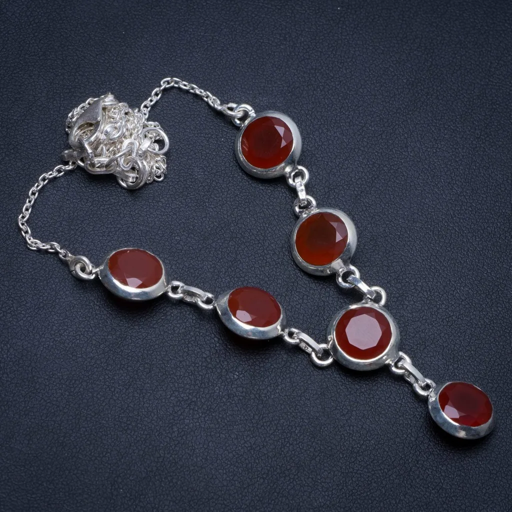 

Natural Carnelian Handmade Unique 925 Sterling Silver Y Necklace 19.5" T8558